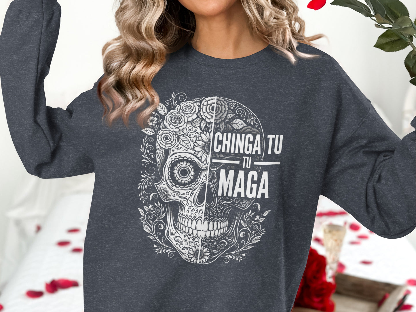 Chinga Tu Tu Maga Skull Graphic Pullover product type