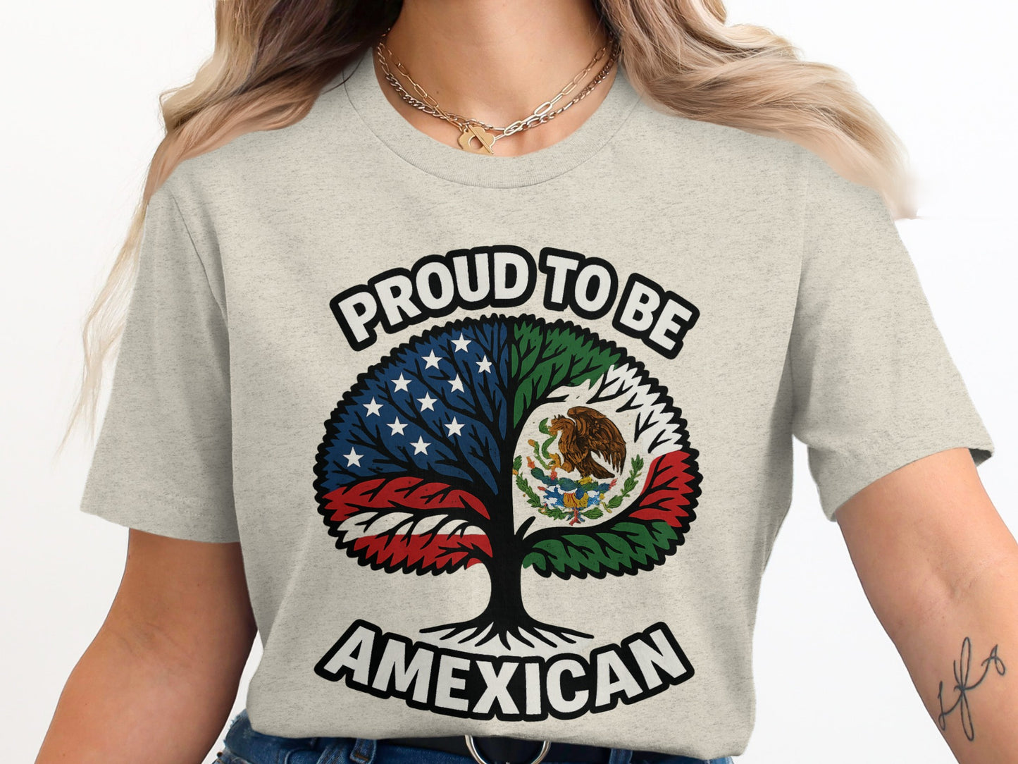 Proud To Be Amexican Tree Flag Graphic T-Shirt Product