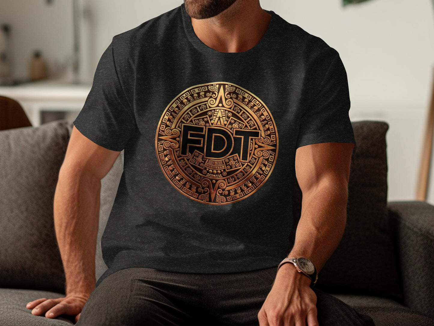 FDT Gold and Black Aztec Design T-Shirt product type