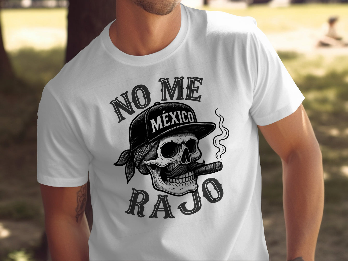 No Me Rajo Skull and Cigar Tee Shirt Product