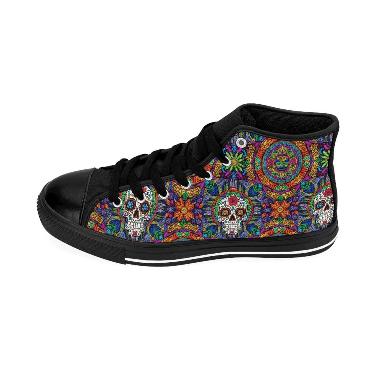 Vibrant Skull Sneakers for Women | Colorful High Top Shoes | Unique Gift for Art Lovers | Festival Footwear | Boho Style Fashion