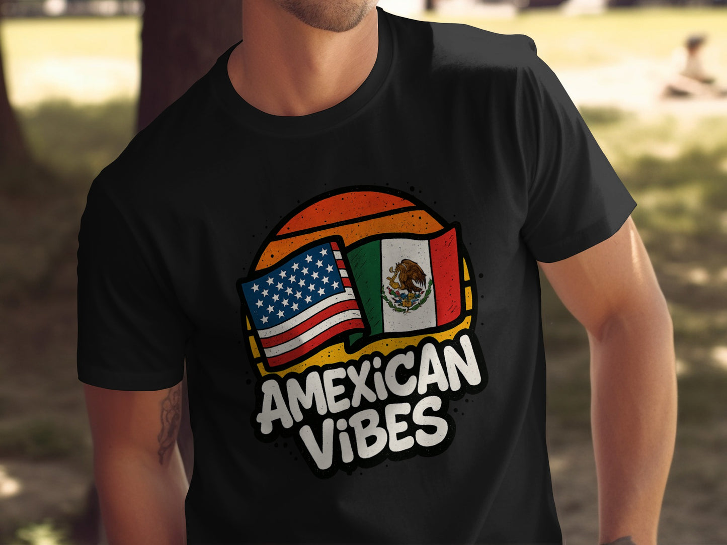 Amexican Vibes USA and Mexico Flags Graphic T-shirt product