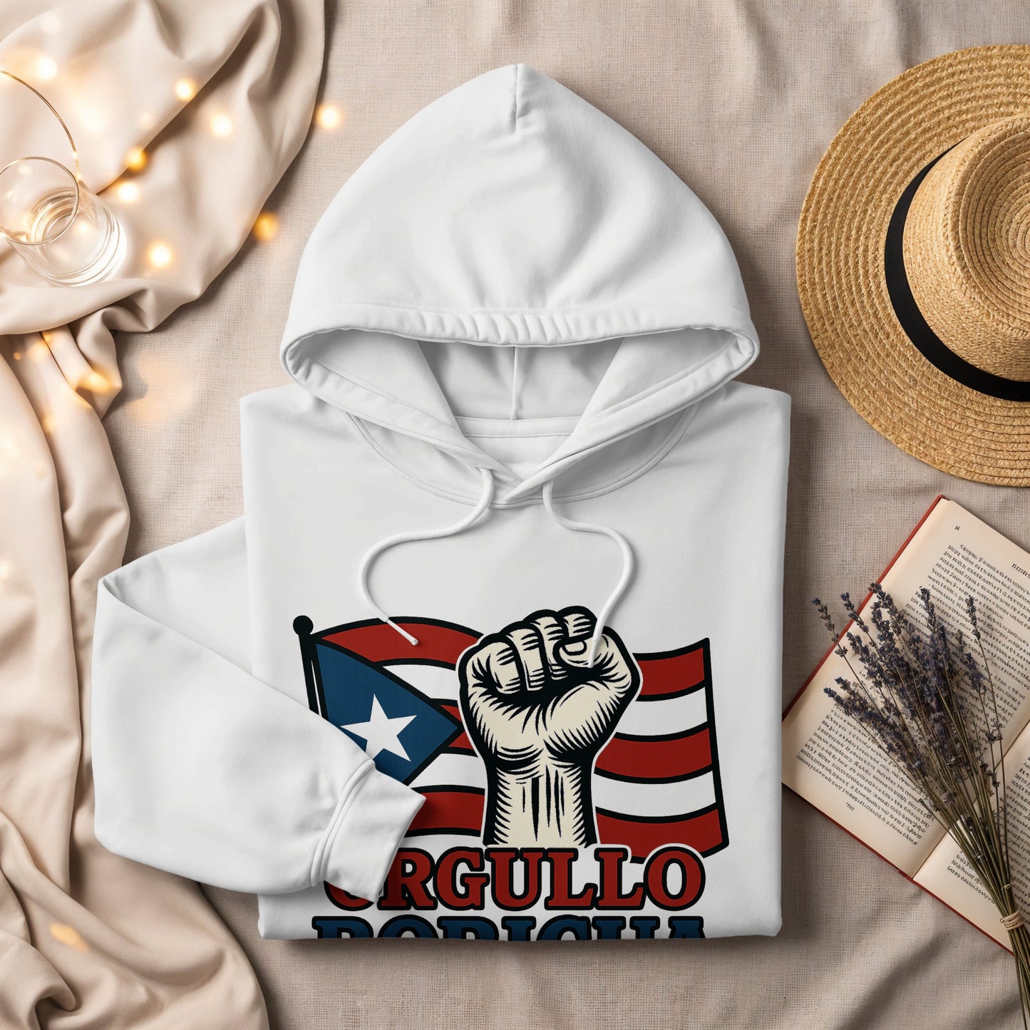 Orgullo Boricua Flag and Fist Graphic Hoodie product