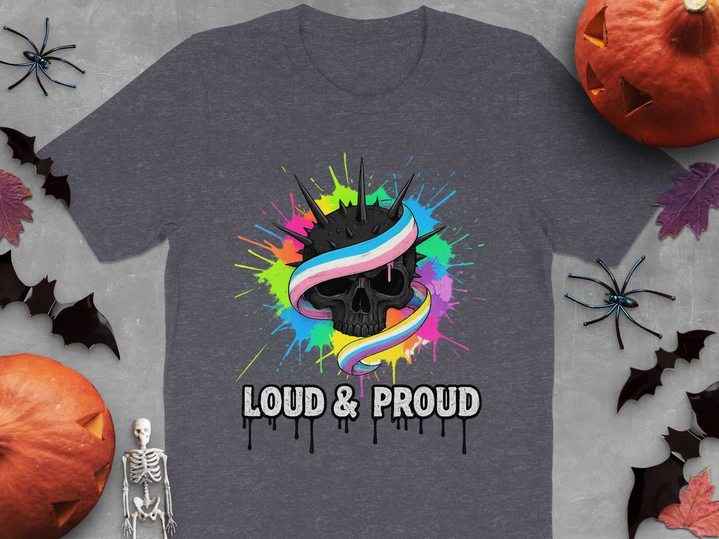 Loud and Proud Rainbow Skull Graphic T-shirt product type