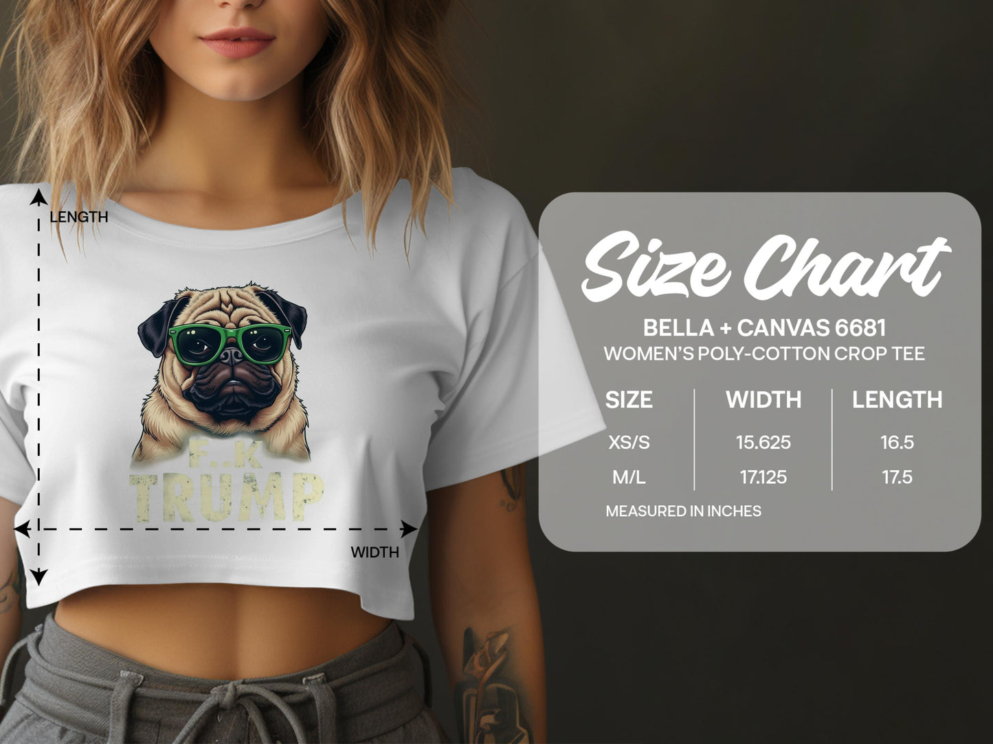 Cute Pug with Glasses Graphic Women's Crop Tee product