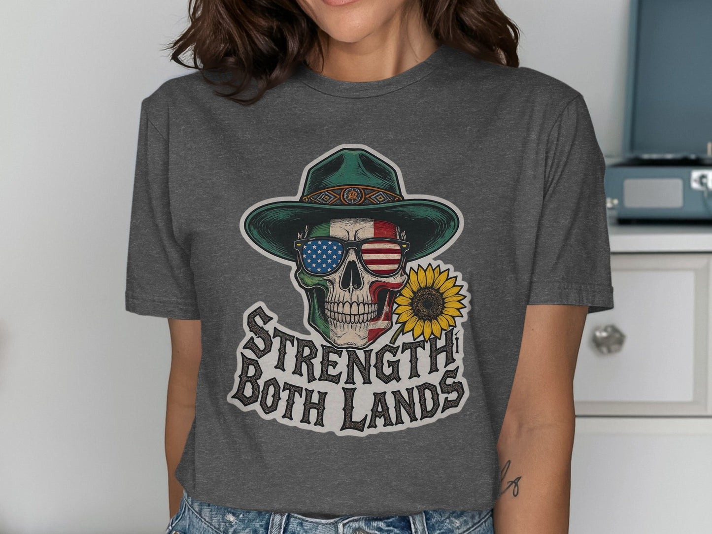 Strength Both Lands Skull Graphic T-Shirt product