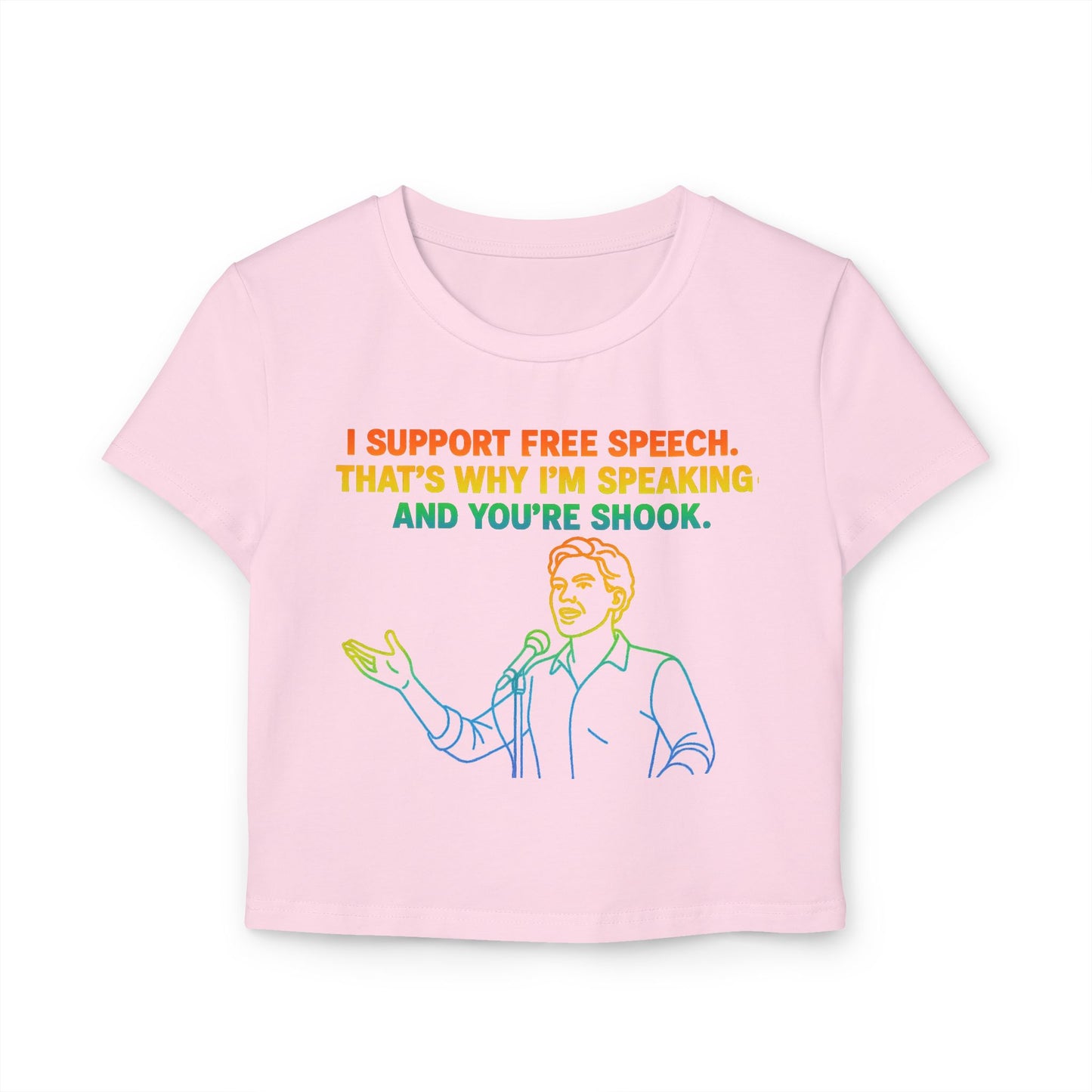 Pride Crop Top Women's Baby Tee - I Support Free Speech Graphic Top
