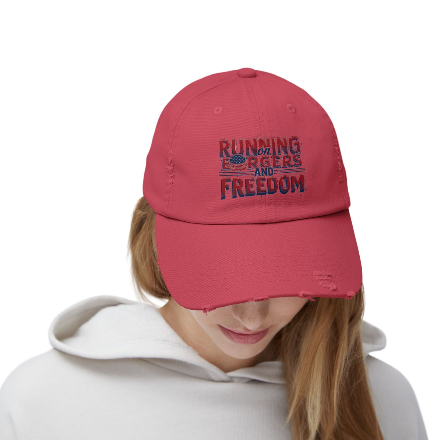 Unisex Distressed Cap - Running for Freedom Vintage Style Hat