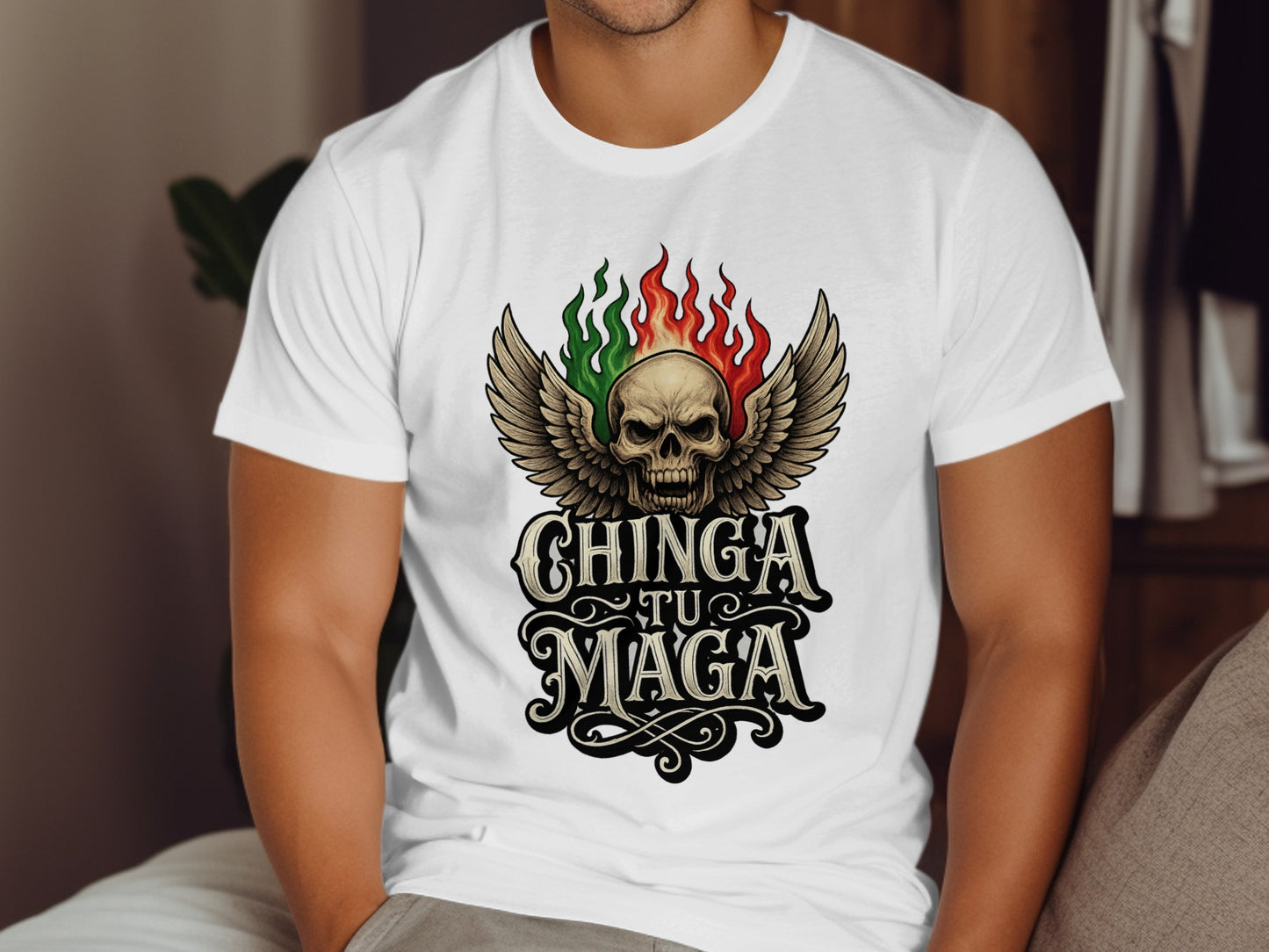 Chinga Tu Maga Skull With Wings Graphic T-shirt product type