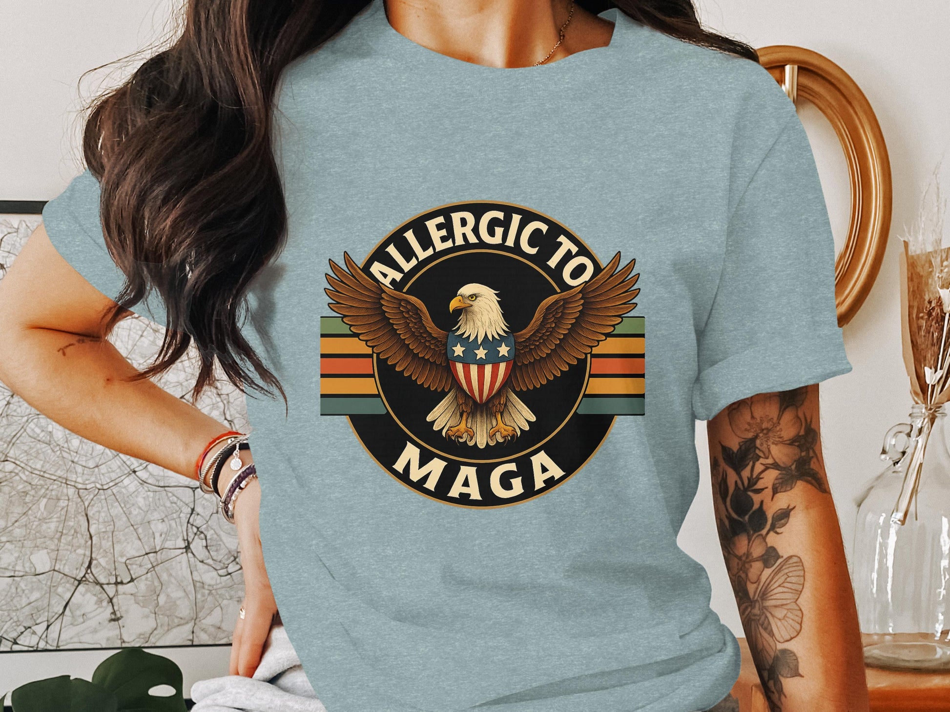 Allergic to MAGA Graphic Tee Shirt patriotic product