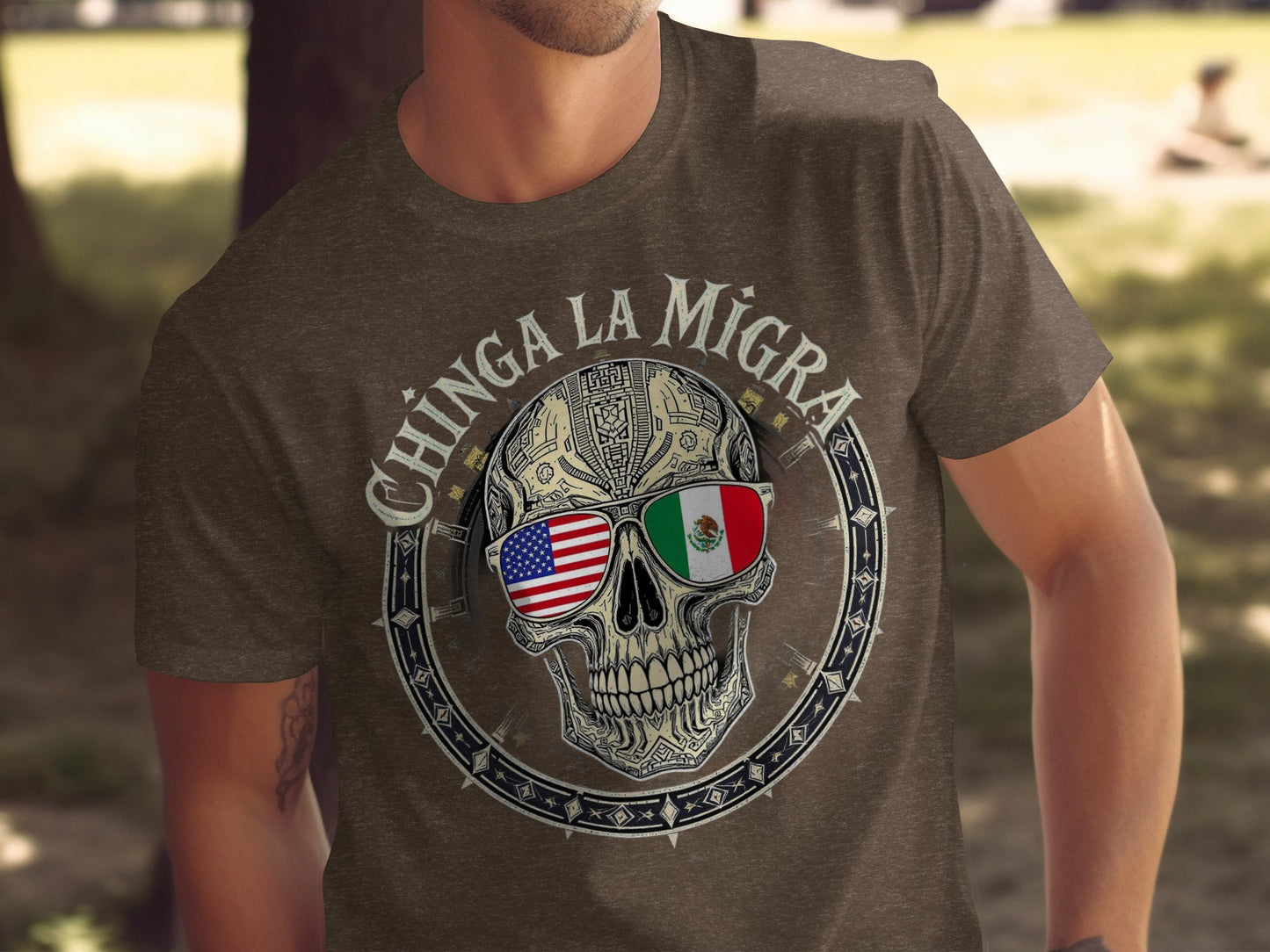 Bold Skull Design with Flags Graphic Tshirt product