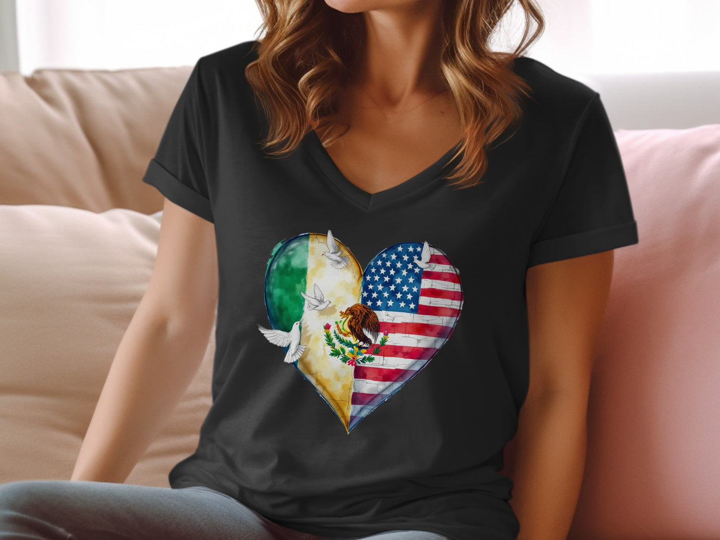 Heart Shaped Flag Design White Dove Print product type