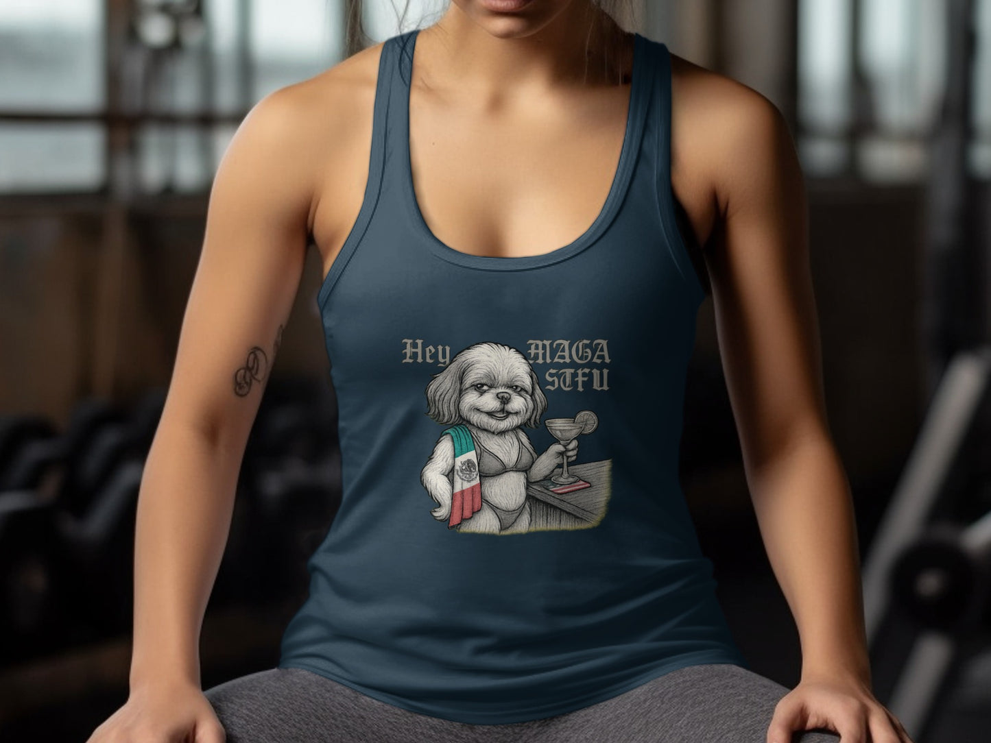 Hey MAGA FFU Gym Dog Graphic Racerback Tank product