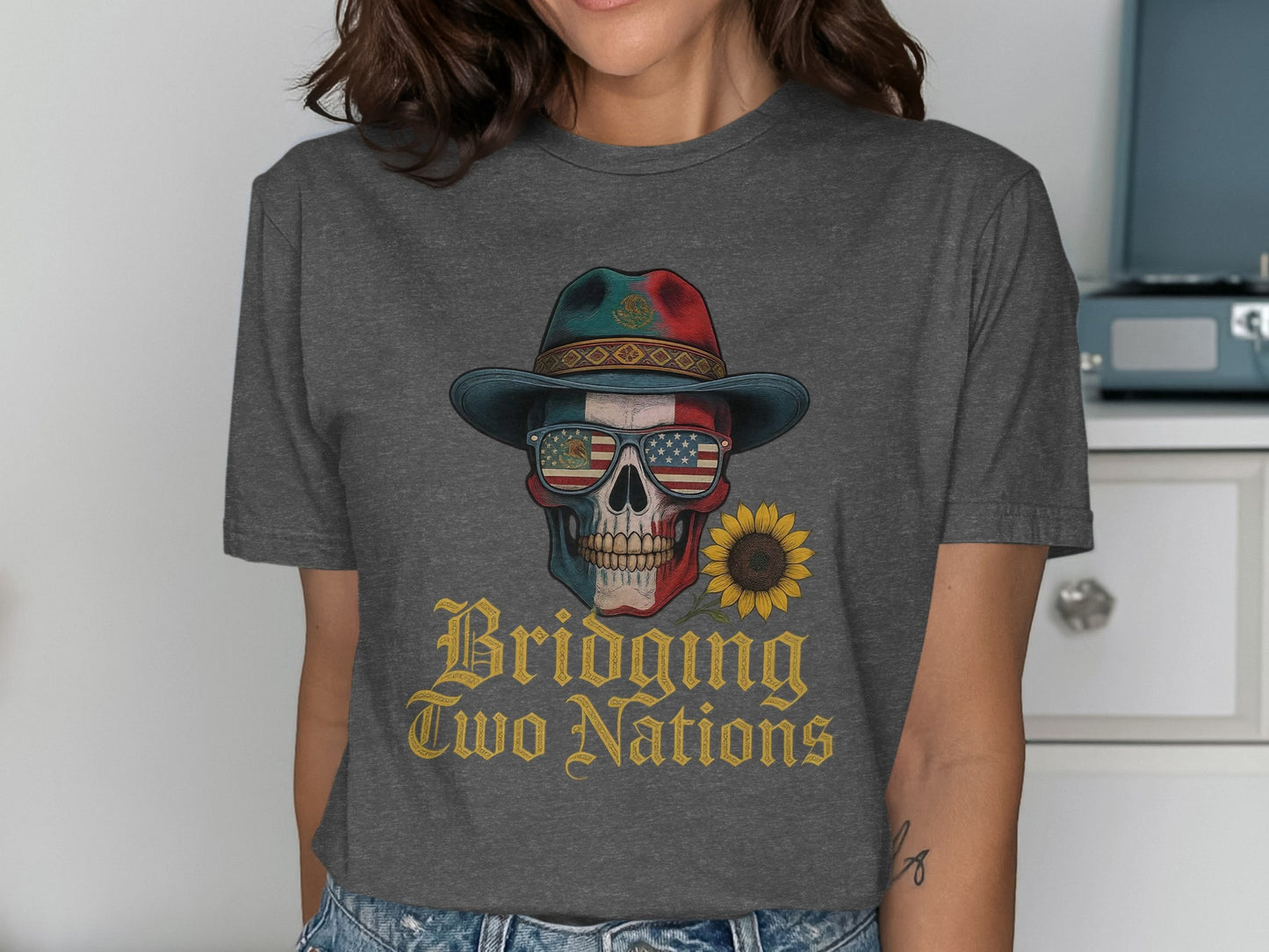 Bridging Two Nations Skull Graphic T-shirt product