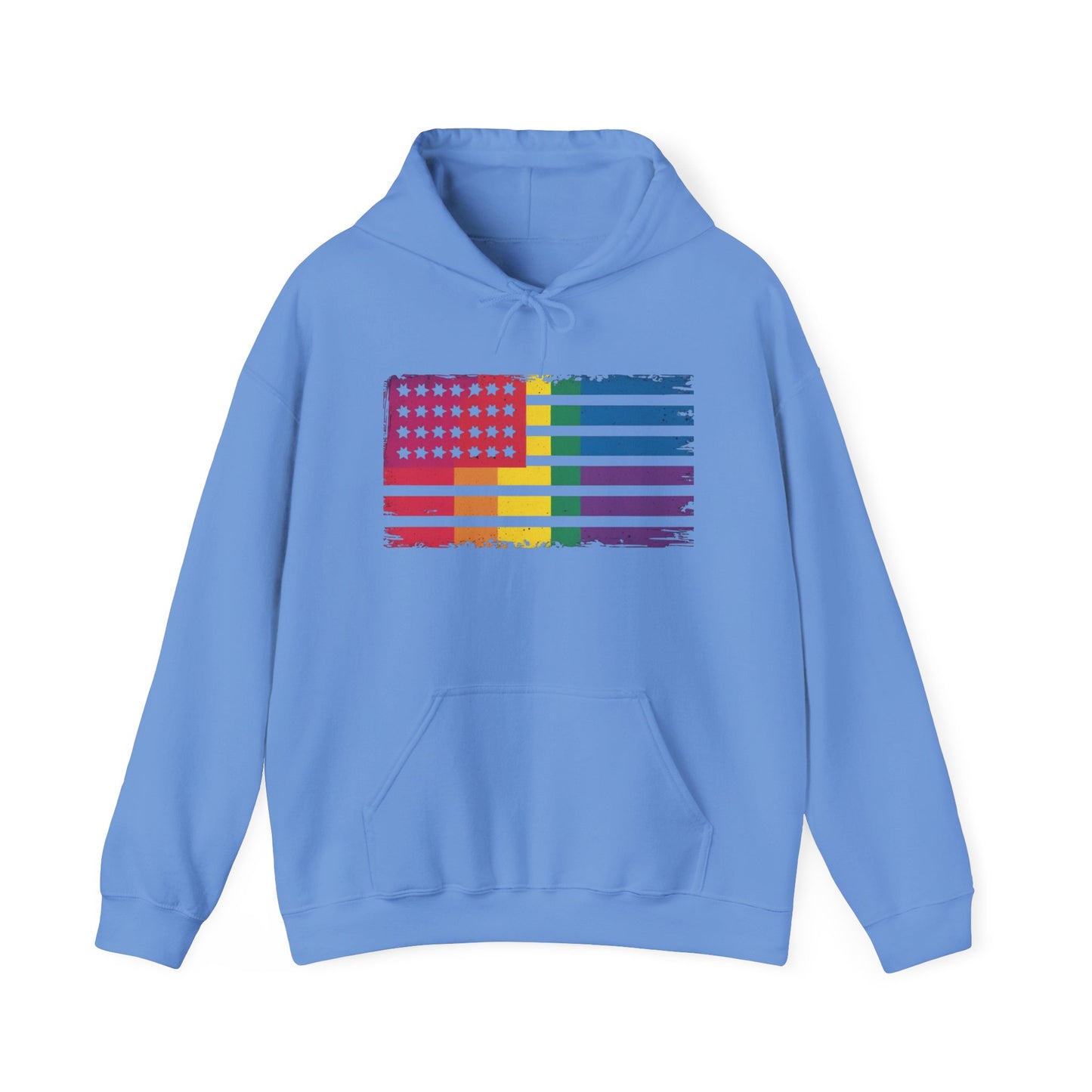 Pride American Flag Hoodie - Unisex Heavy Blend Sweatshirt