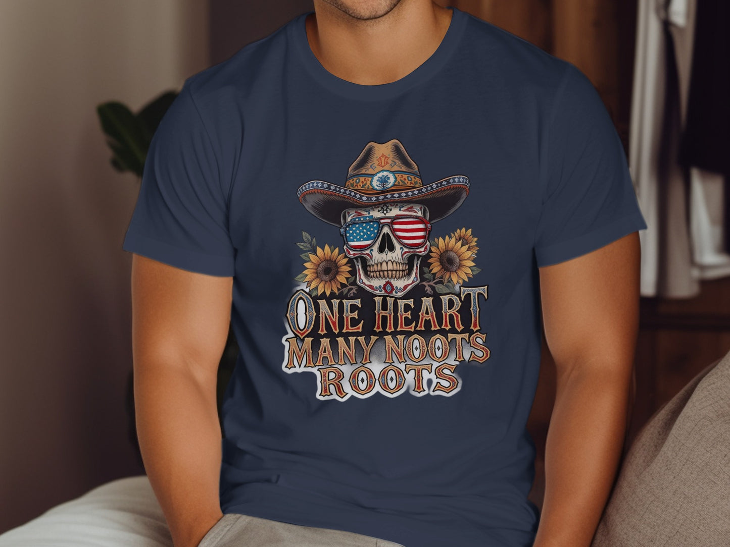One Heart Many Roots Patriotic Skull T-shirt product type