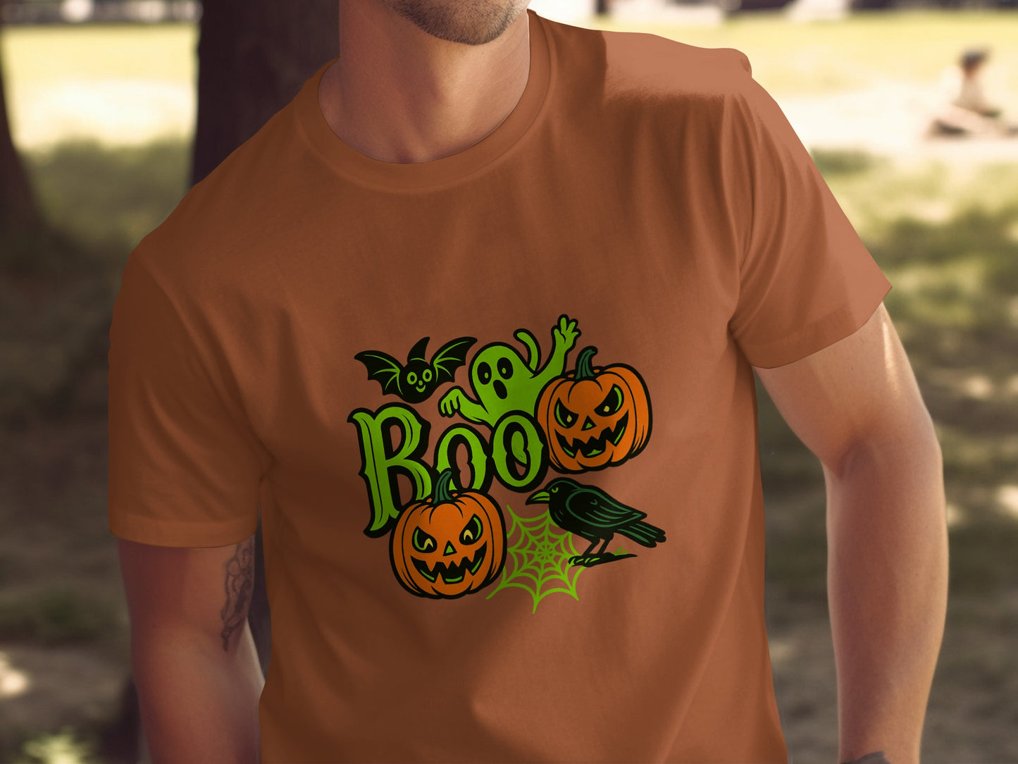 Boo with Pumpkins and Ghost Design T-shirt product