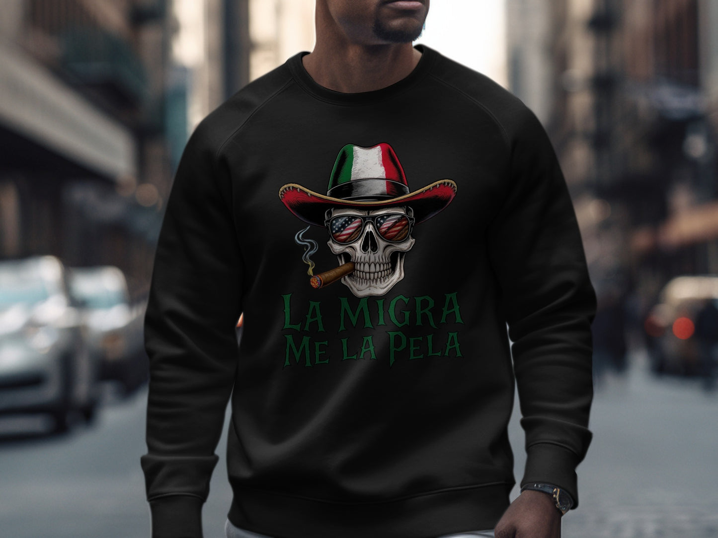 La Migra Me La Pela Skull Hoodie Sweatshirt product