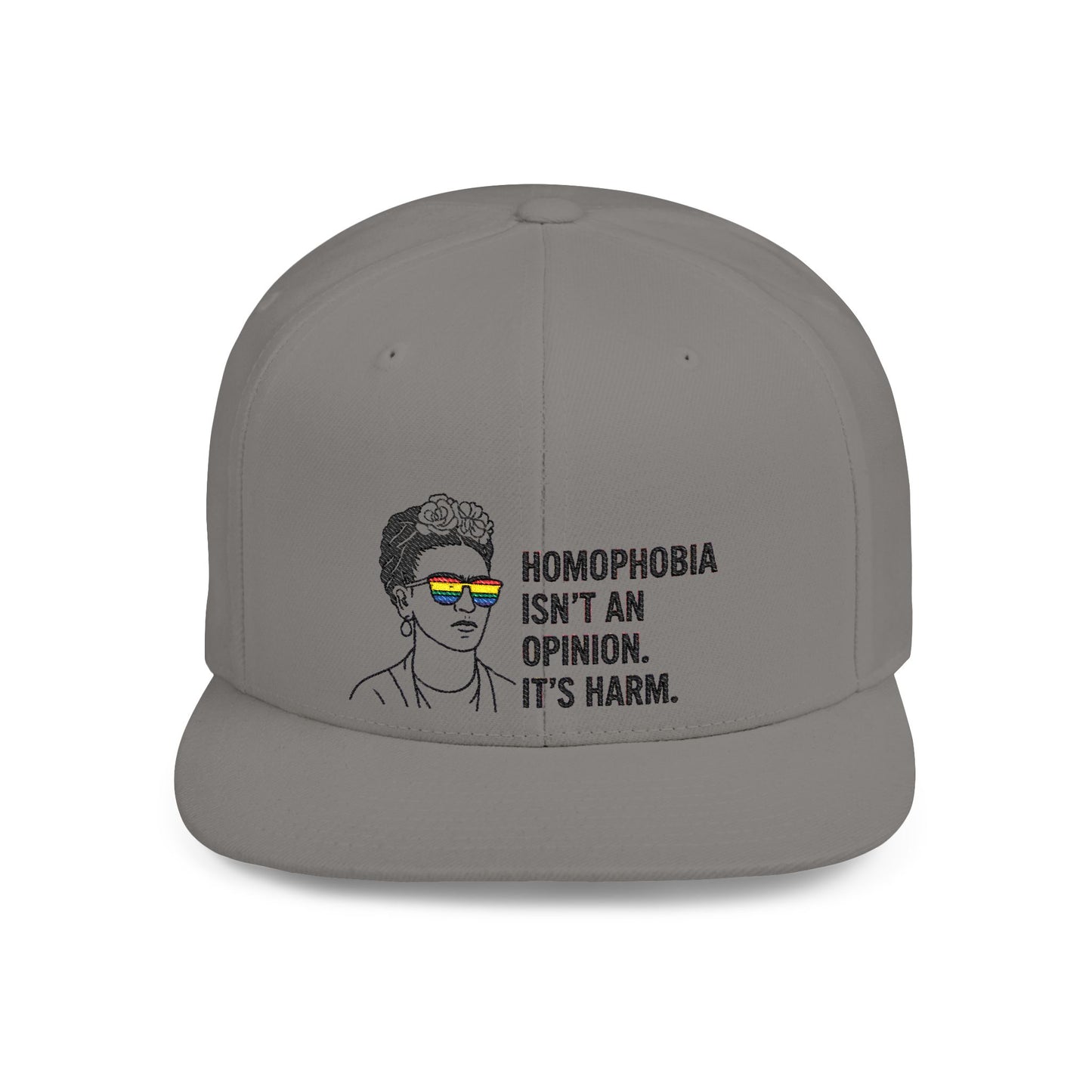 Frida Kahlo-Inspired Flat Bill Snapback Hat | LGBTQ+ Pride Apparel, Statement Cap, Fashion Accessory, Gift for Activists, Casual Wear