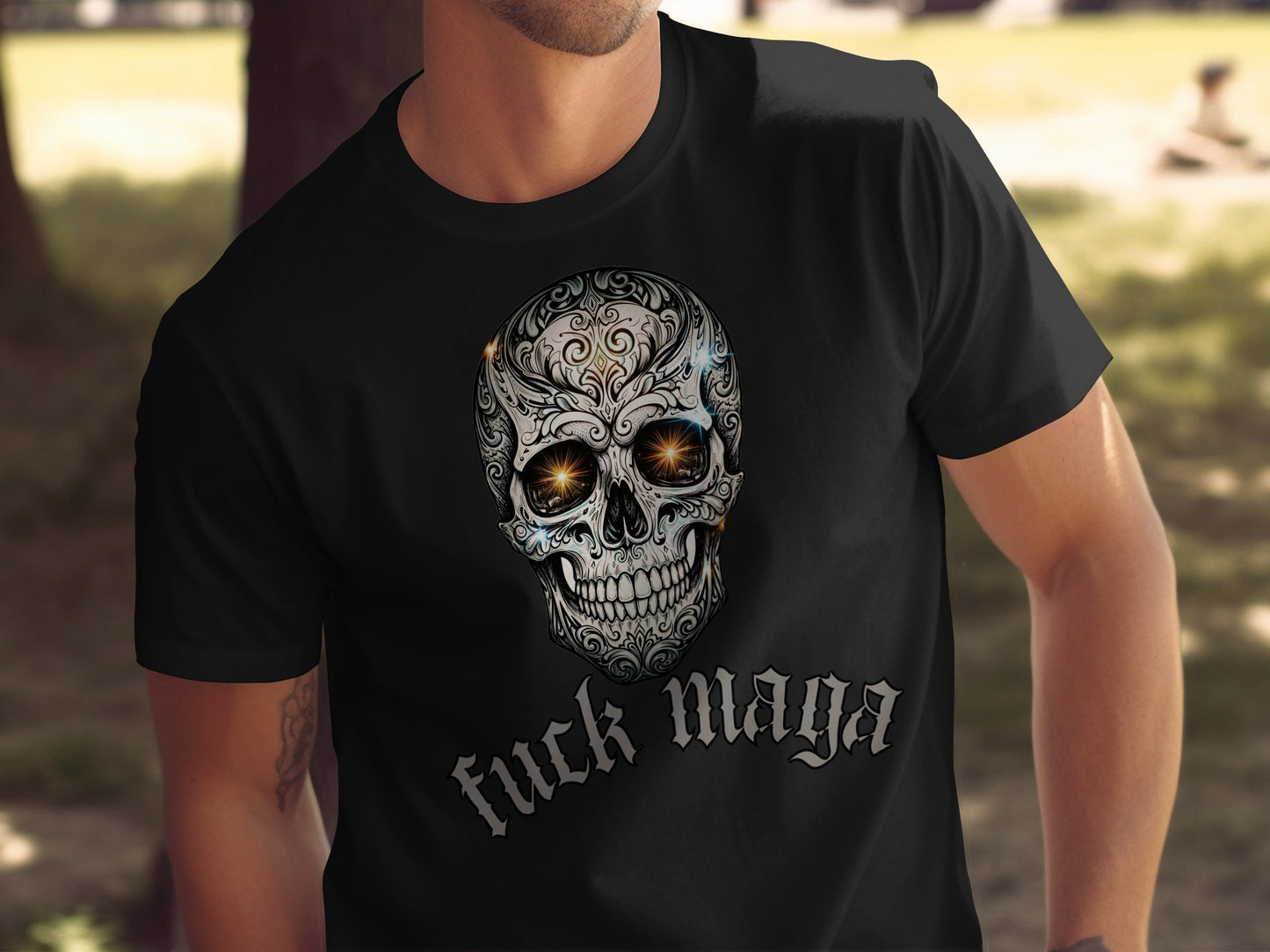 Skull with 'fuck maga' Graphic Design T-Shirt product