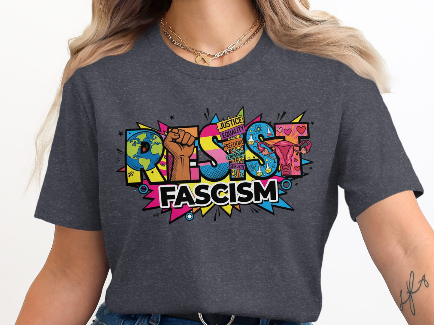 Resist Fascism Graphic Statement T-Shirt product