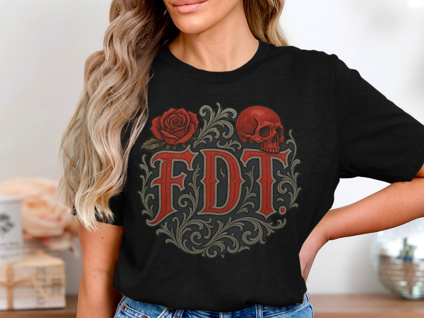 FDT Rose and Skull Graphic Women's T-shirt Product