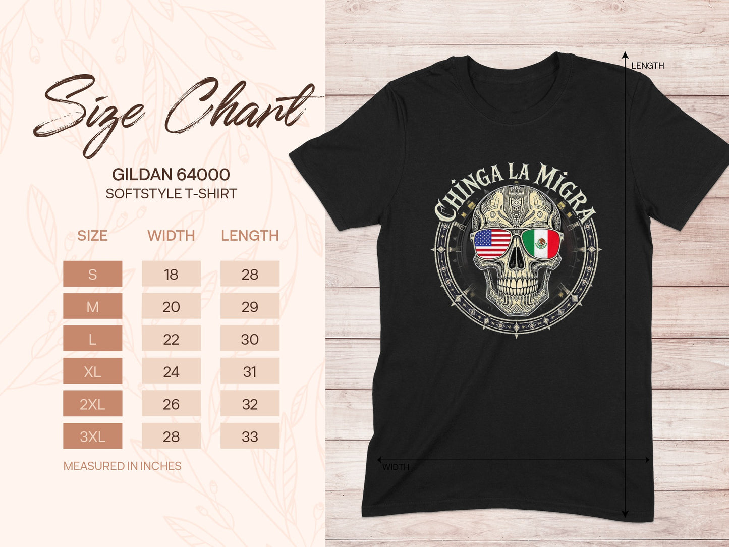 Chinga La Migra Skull Design T-Shirt product type
