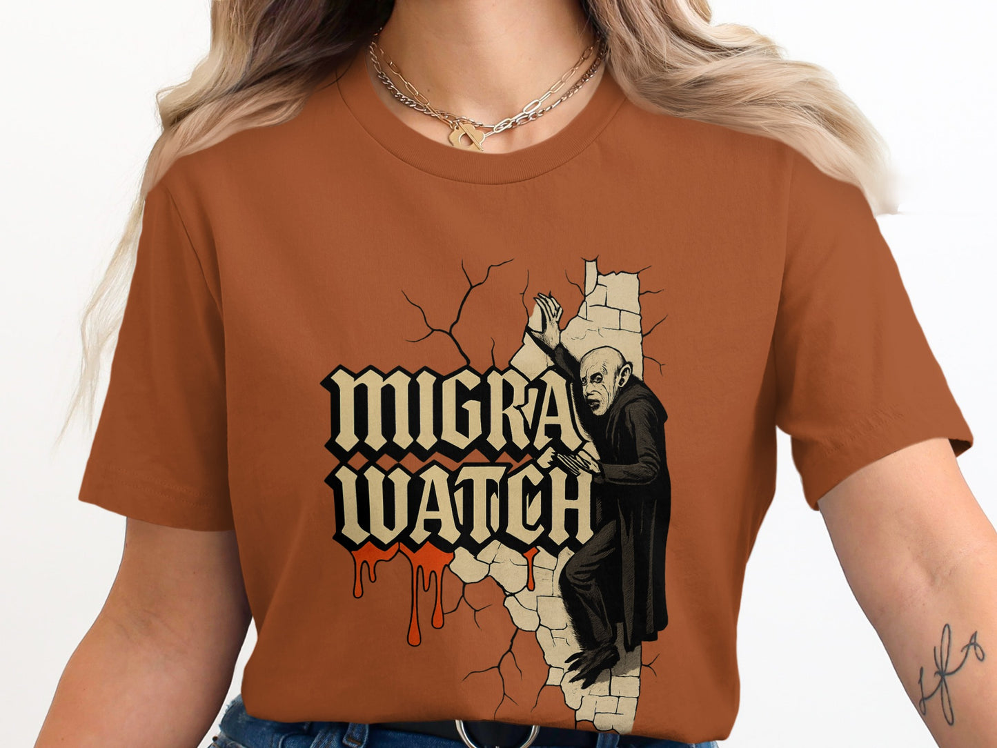 Creepy Halloween Migra Watch Graphic Tee product type