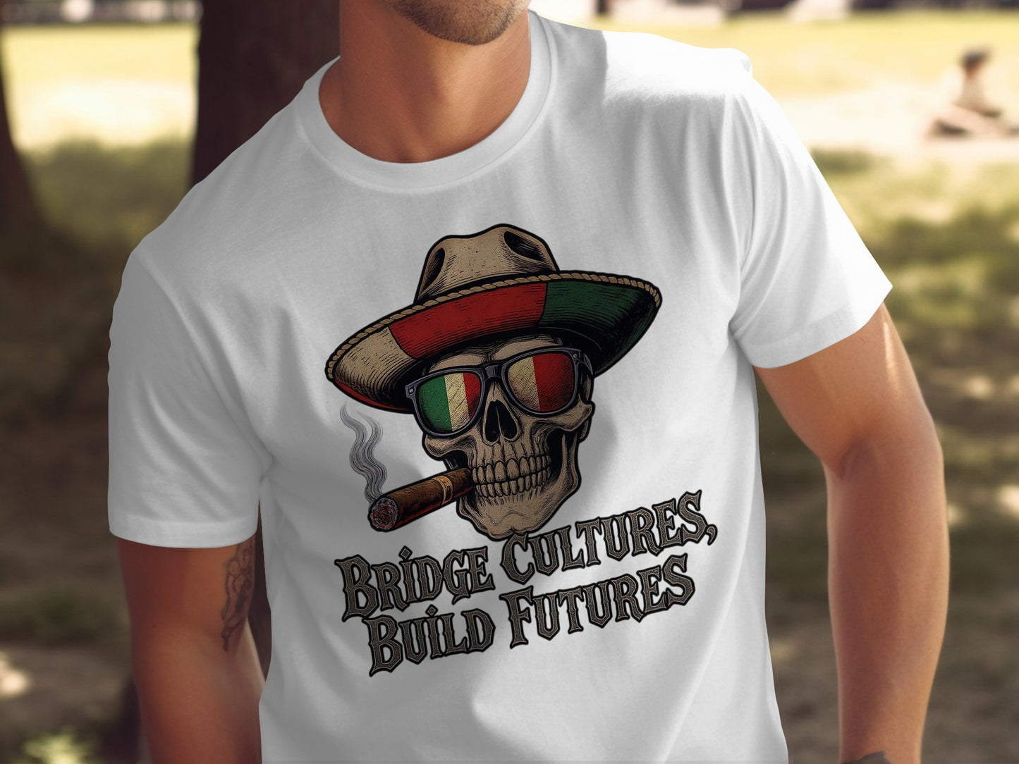 Bridge Cultures Build Futures Skull T-Shirt product