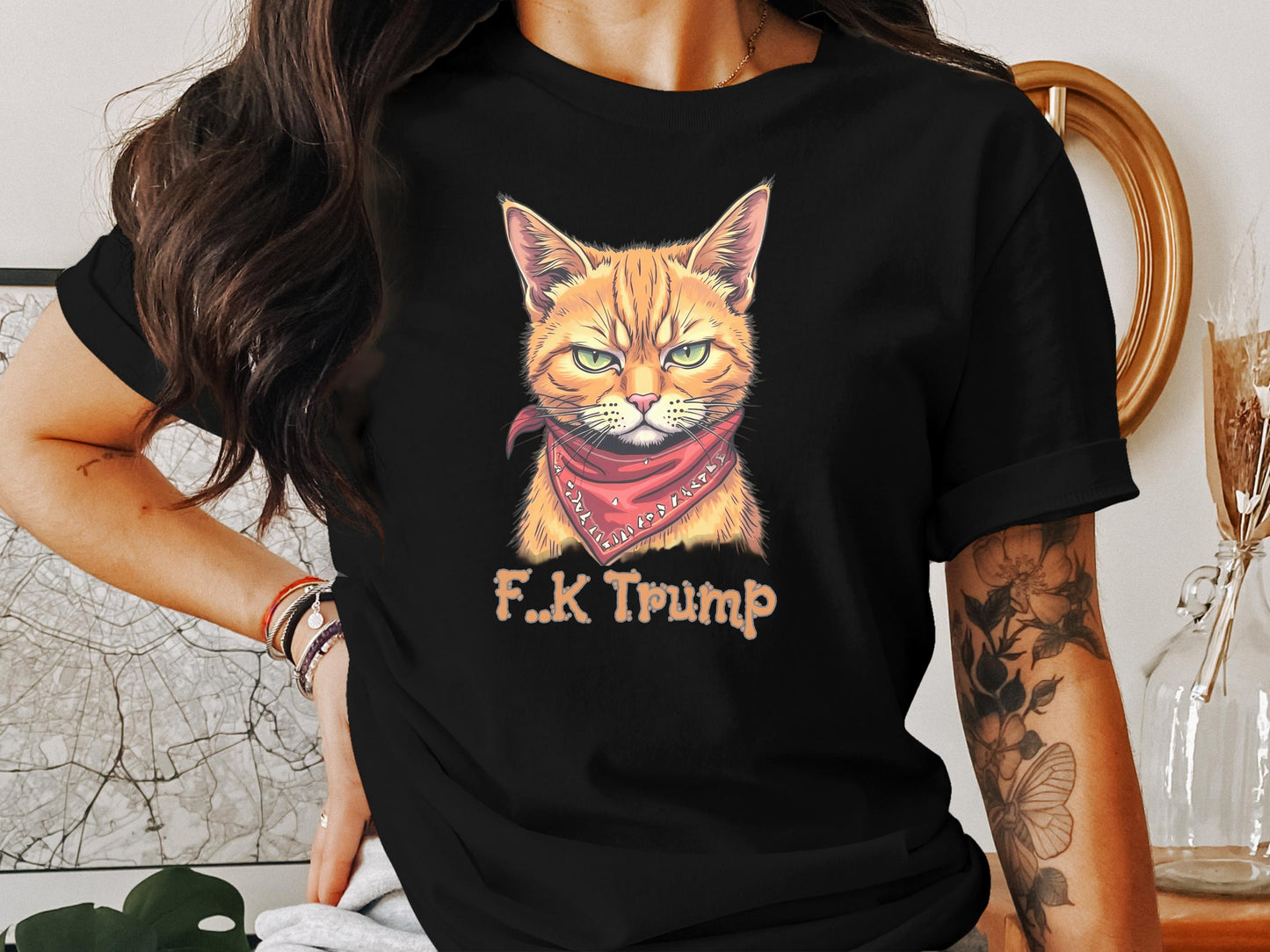 Cat with Bandana and F.K Trump Lettering Shirt product type