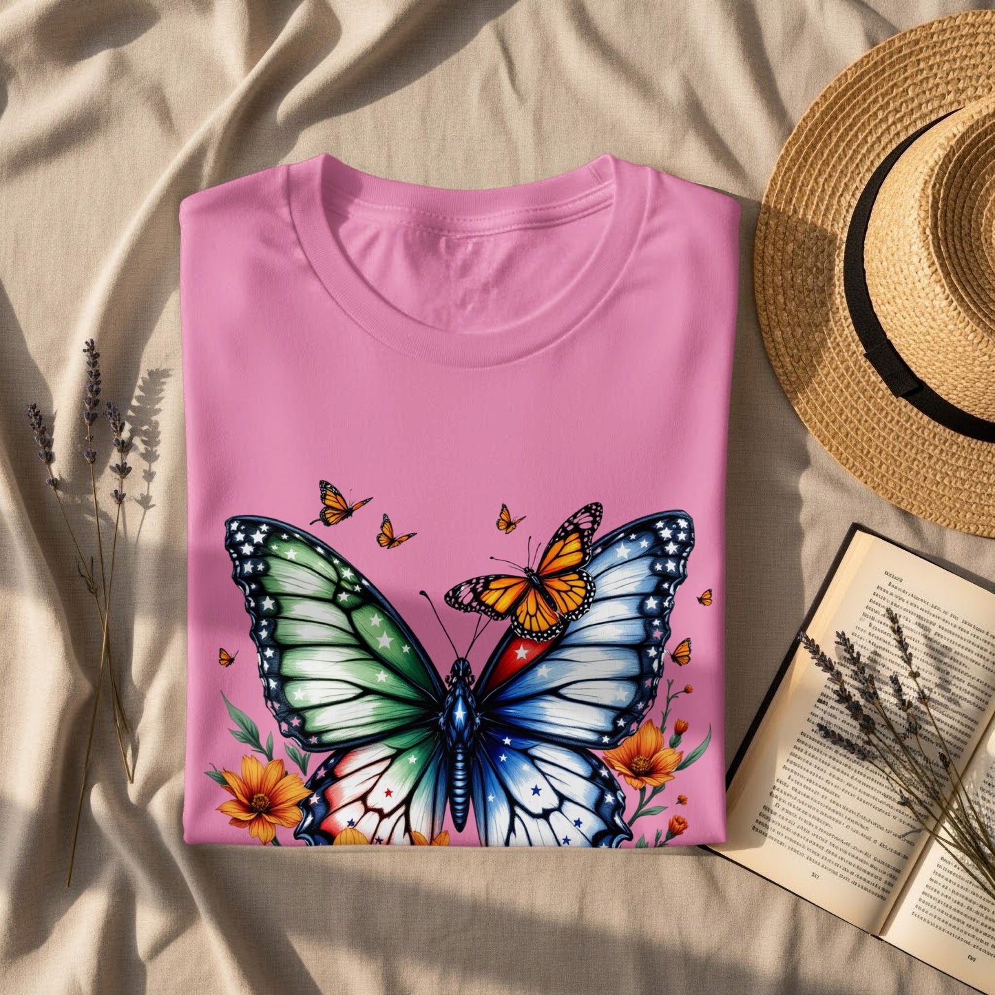 Vibrant Butterfly Print Casual Top T-shirt product type