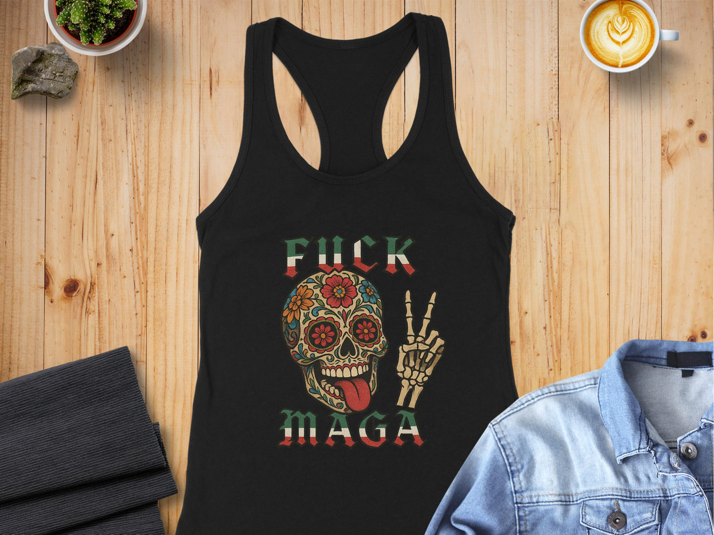 Colorful Skull with Peace Sign Graphic Tank Top product
