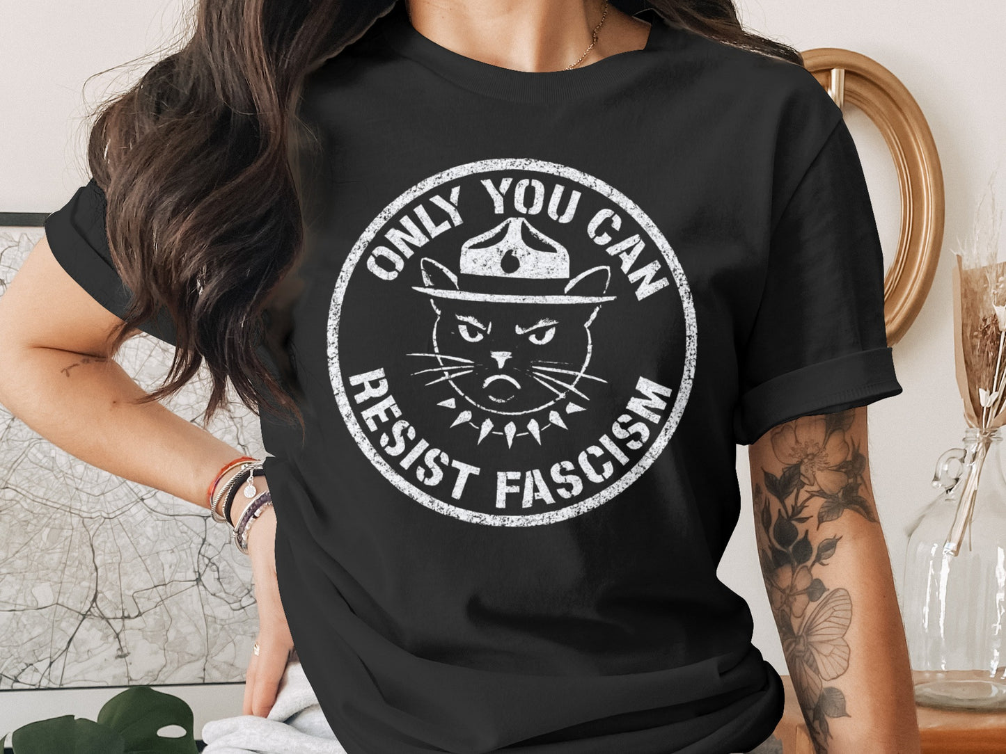Only You Can Resist Fascism Cat T-Shirt product