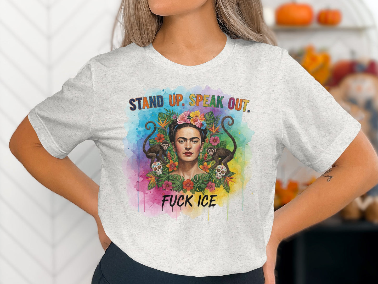 Stand Up Speak Out Frida Colorful Graphic T-shirt product