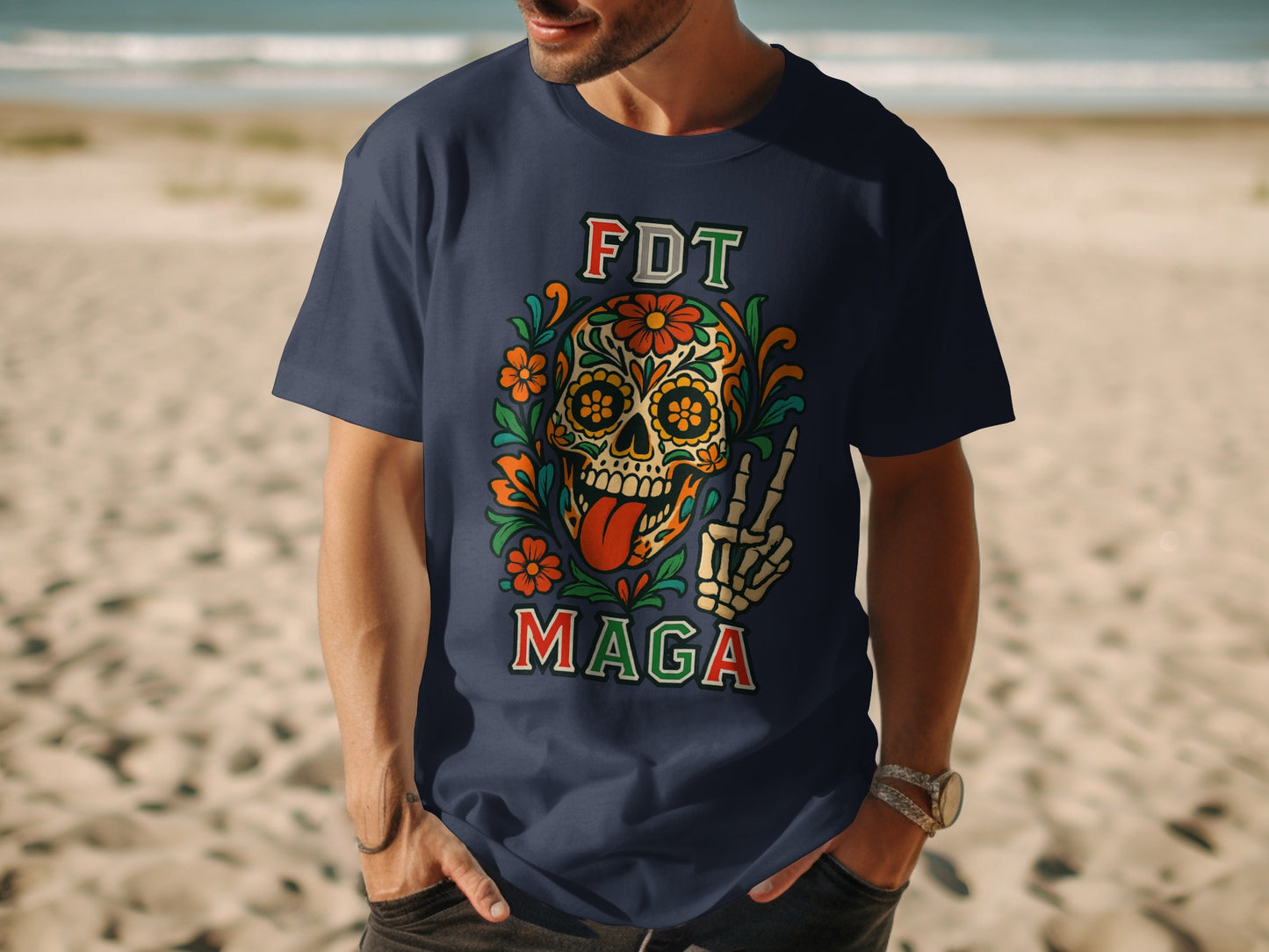 Colorful Skull FDT MAGA Graphic T-Shirt product type