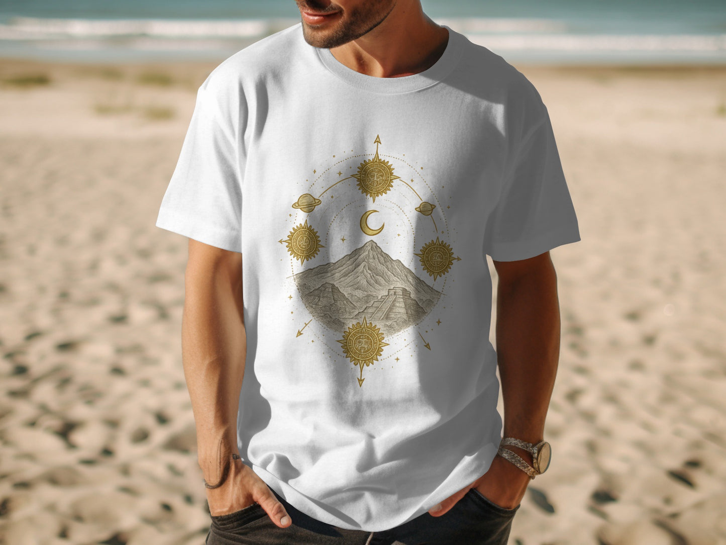 Sun and Moon Mountain Graphic T-Shirt product