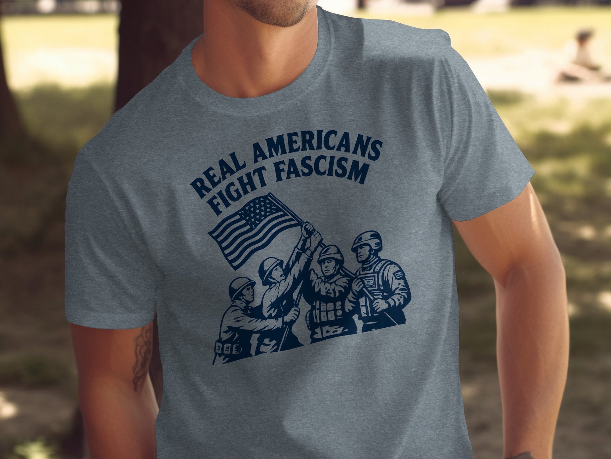 Real Americans Fight Fascism Graphic T-Shirt Product