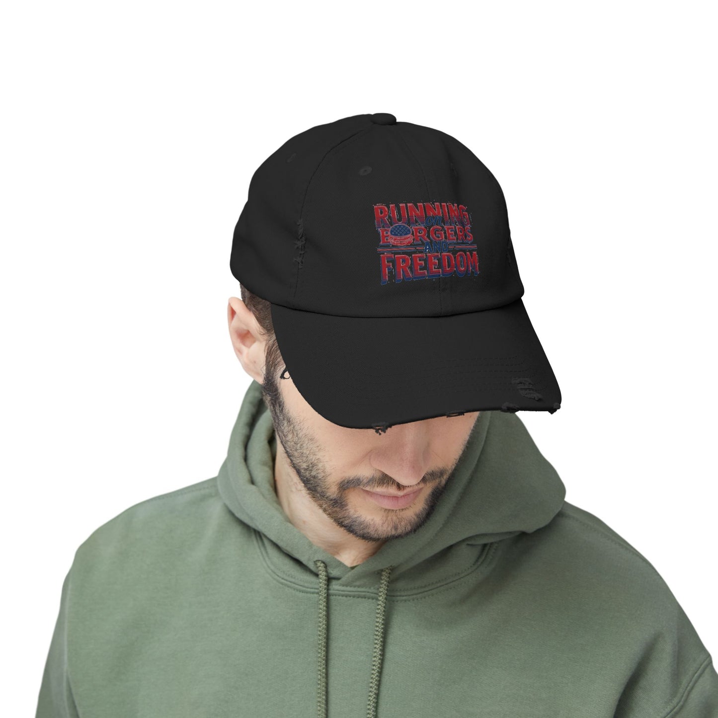 Unisex Distressed Cap - Running for Freedom Vintage Style Hat