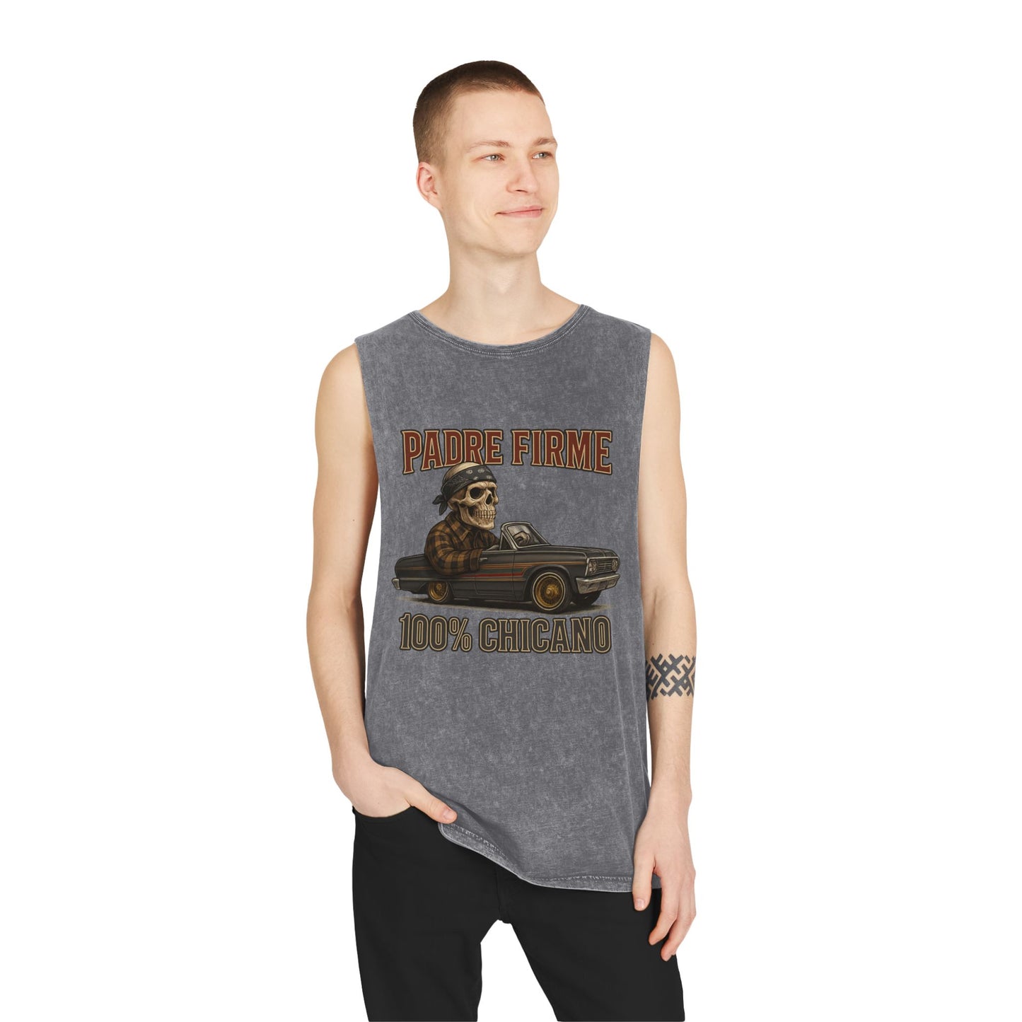 Chicano-Inspired Stonewash Tank Top, Vintage Vibe Tee, Perfect for Summer, Festival Wear, Ideal Gift for Music Lovers