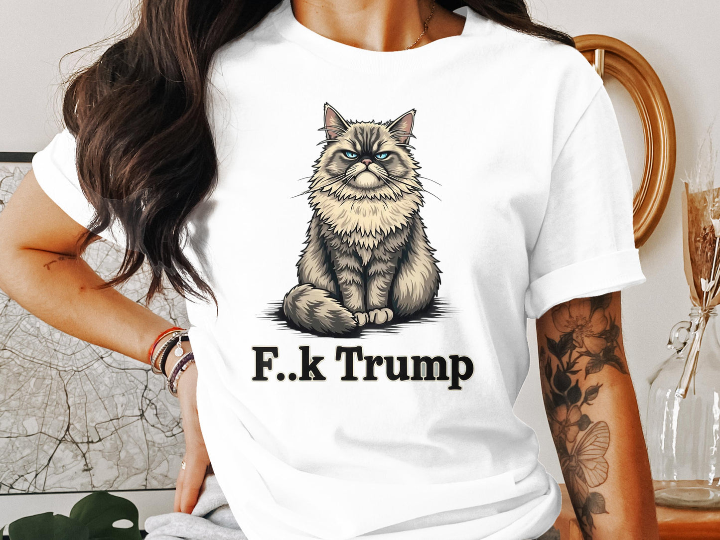 F.k Trump Cat Graphic Humorous Statement Tee product