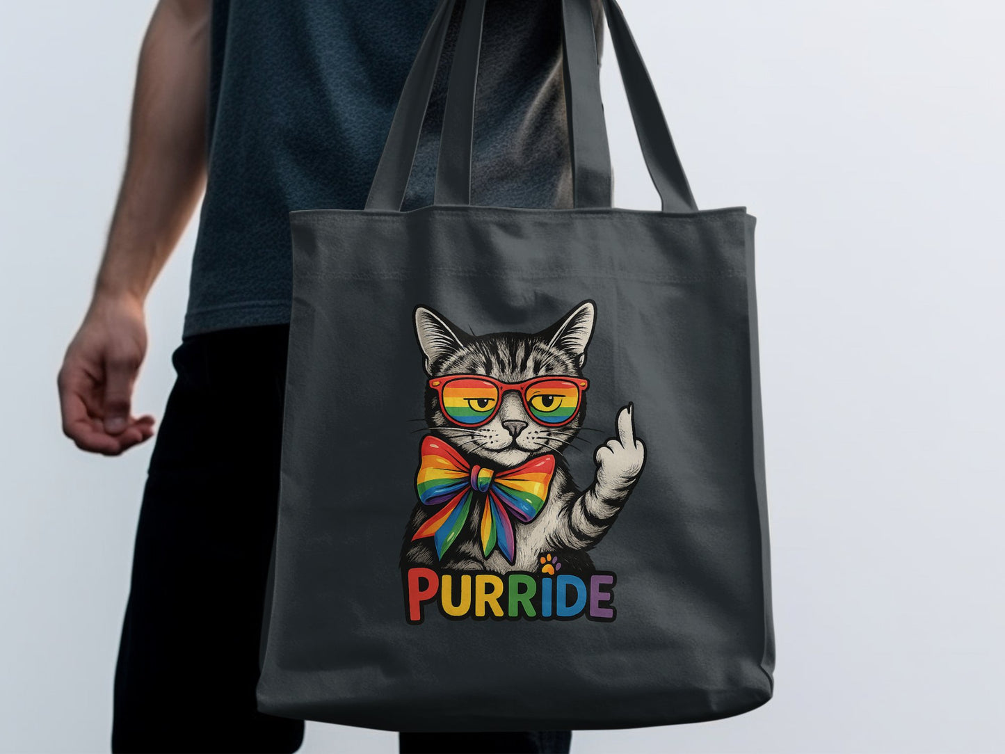 Purride Rainbow Cat Tote Bag with Vibrant Design product type