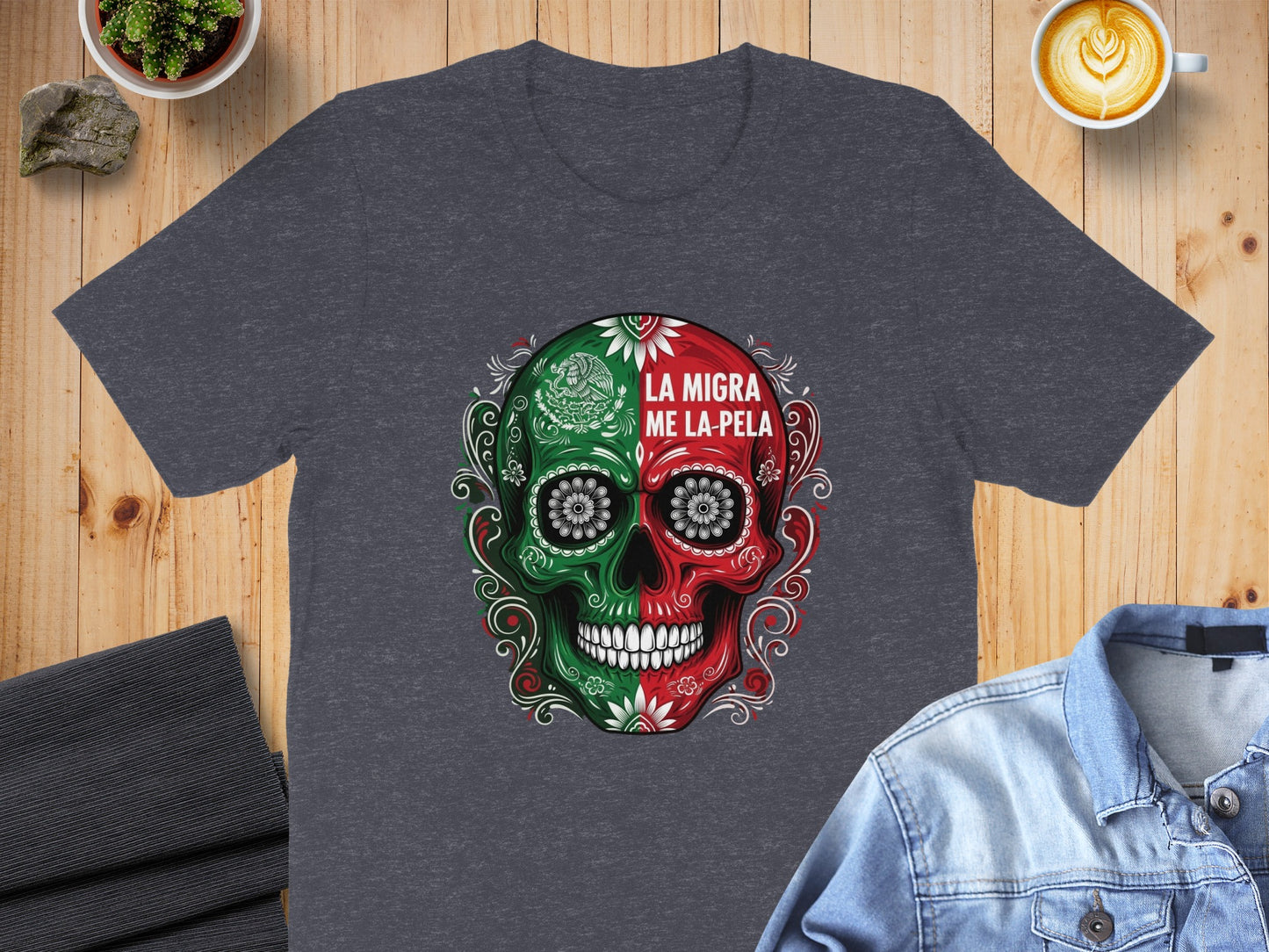 La Migra Me La Pela Skull Design T-shirt product type