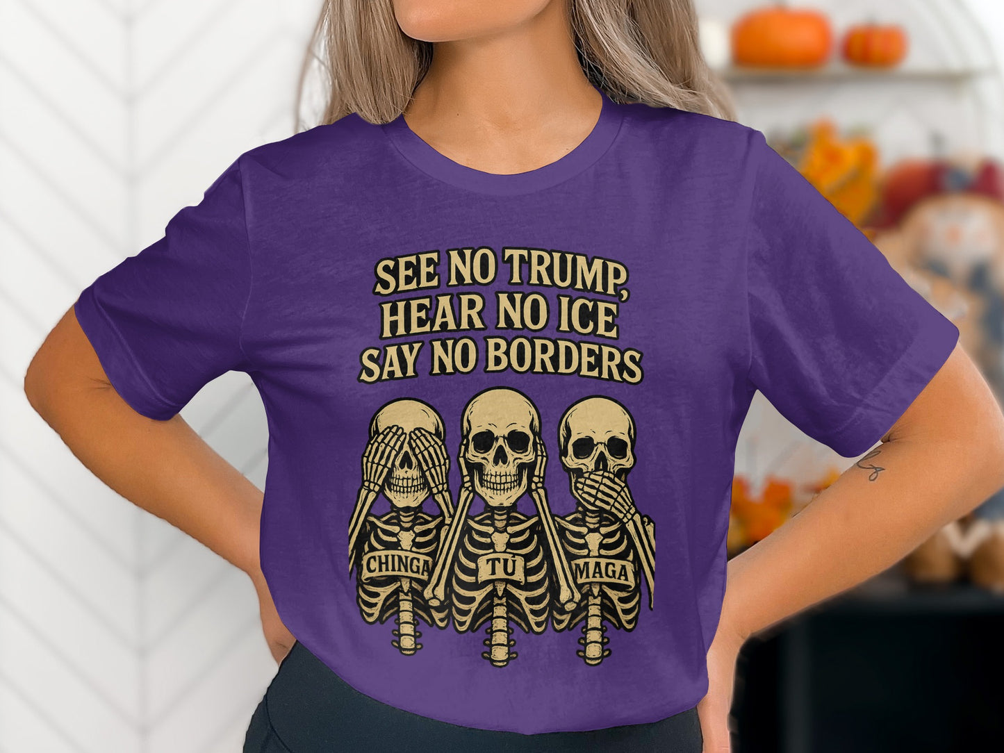 See No Trump Hear No Ice Say No Borders Shirt product type