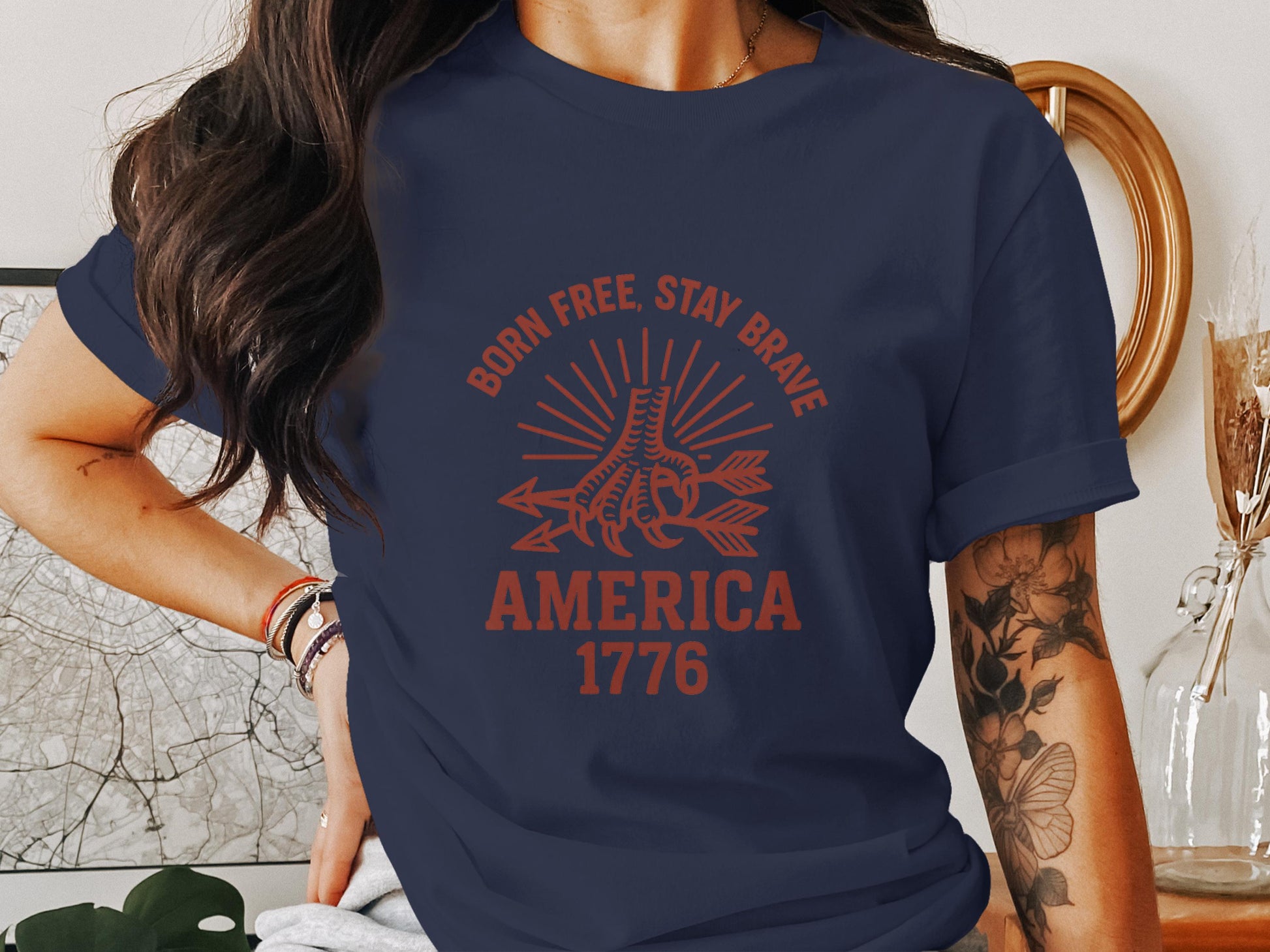 Born Free Stay Brave America 1776 Graphic Tee product