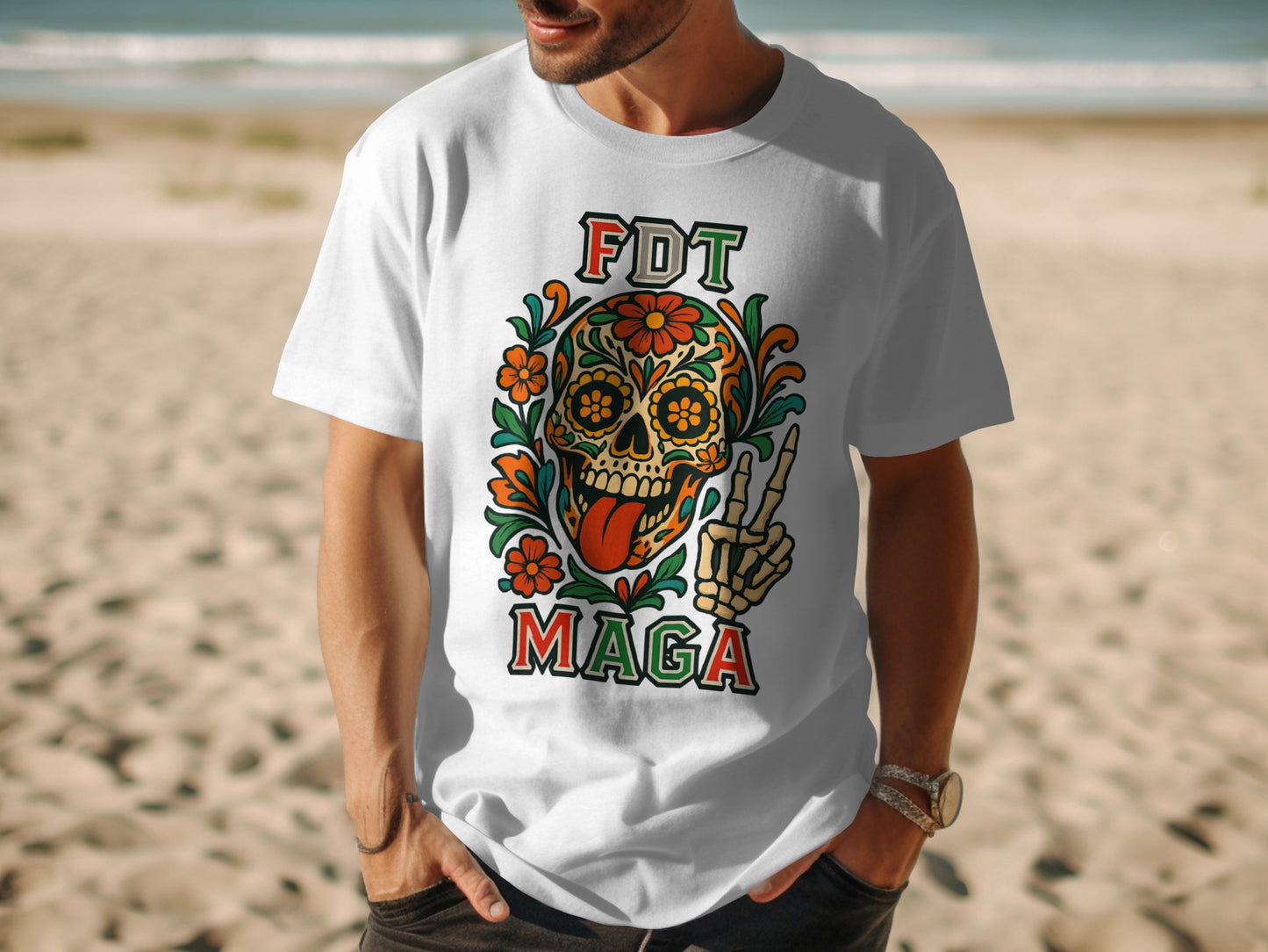 Vibrant FDT MAGA Skull Graphic T-Shirt product