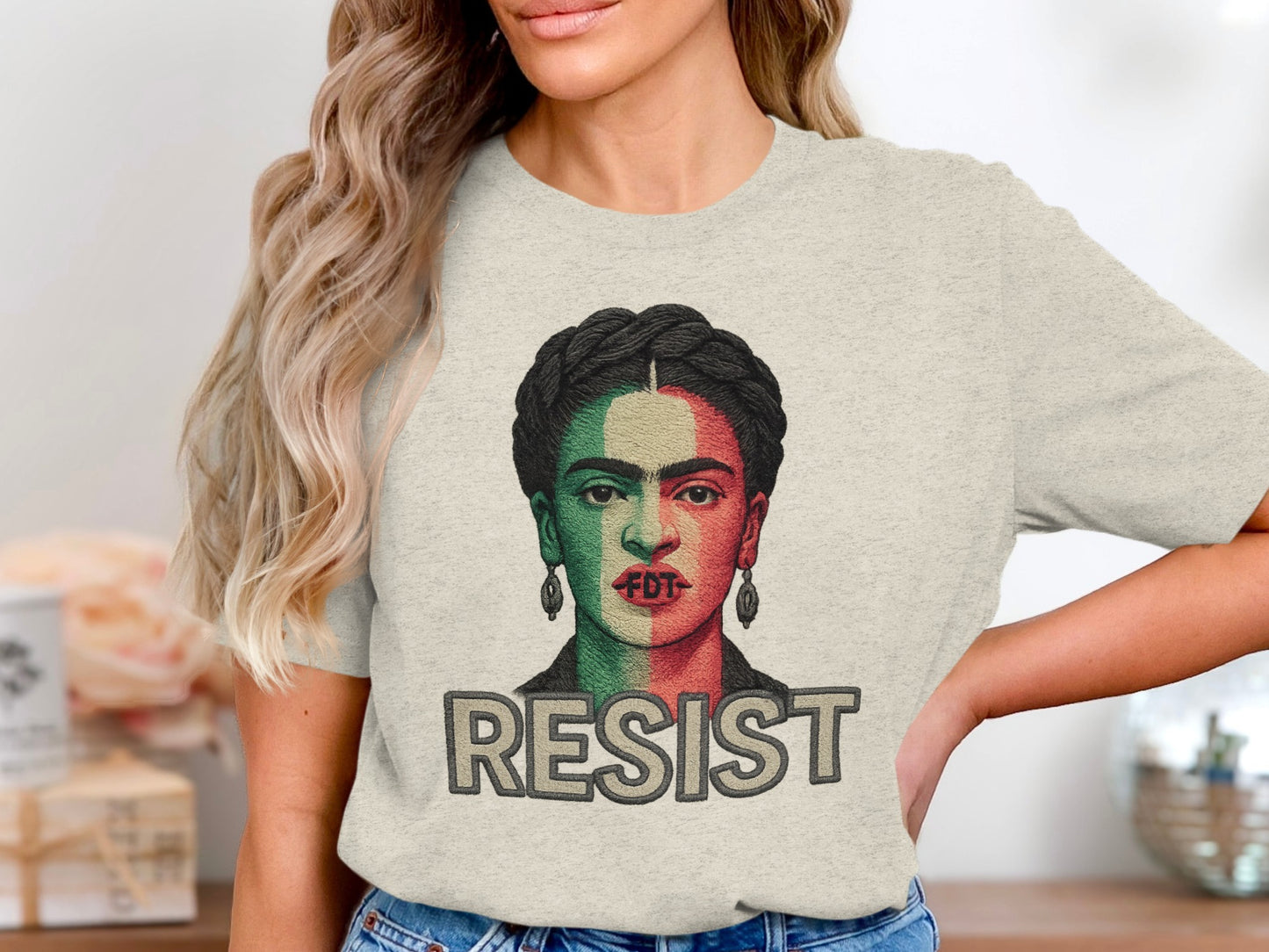 Frida Inspired Resist Graphic Printed Shirt product type