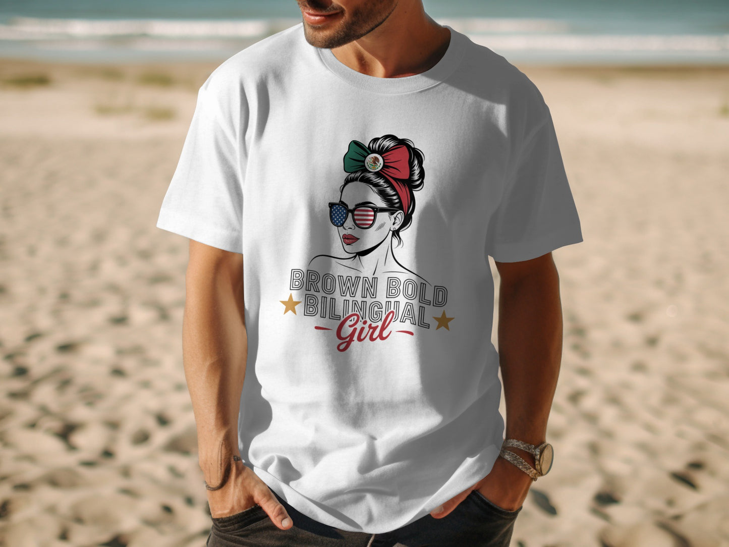 Brown Bold Bilingual Girl Graphic T-Shirt product