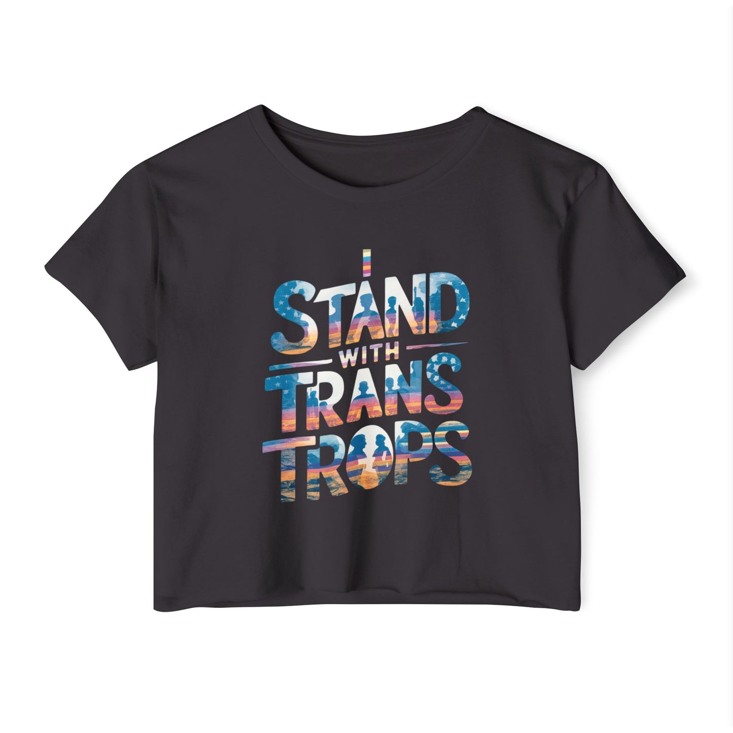 Pride corp top Festival Crop Top - Stand With Trans Troops