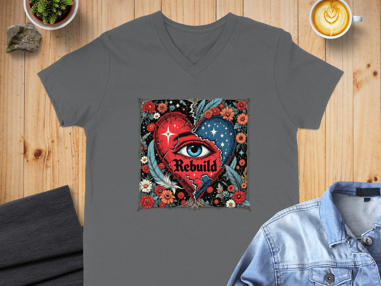 Rebuild Eye Heart Floral Graphic Short Sleeve Shirt product