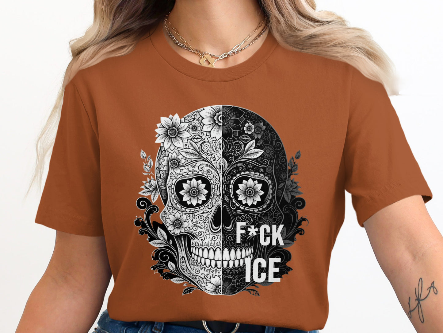 Floral Skull Graphic F*Ck ICE T-Shirt Product